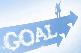 An illustration depicting the process of setting and achieving goals.